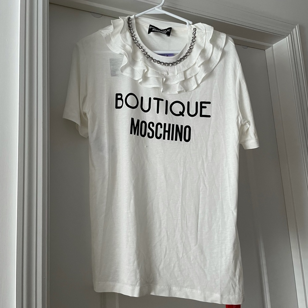 Moschino white tee crystal